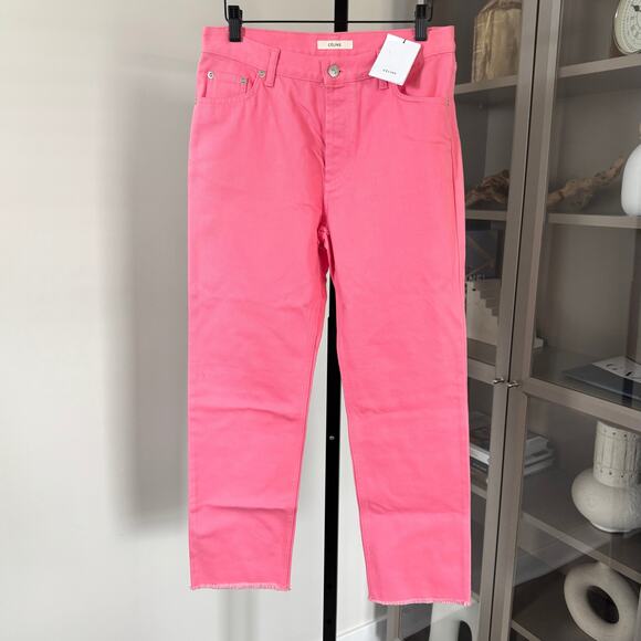 Celine Salmon Pink Straight Leg Frayed Hem Ankle Jeans 36 NEW Denim Pants - Picture 1 of 5